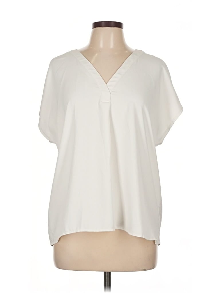 Pre-owned Ann Taylor Short Sleeve Blouse In White