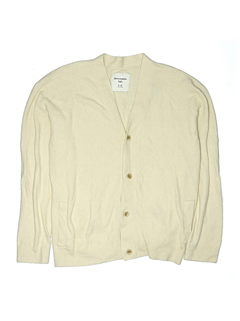 Pre-owned Abercrombie Kids' Cardigan Sweater In White
