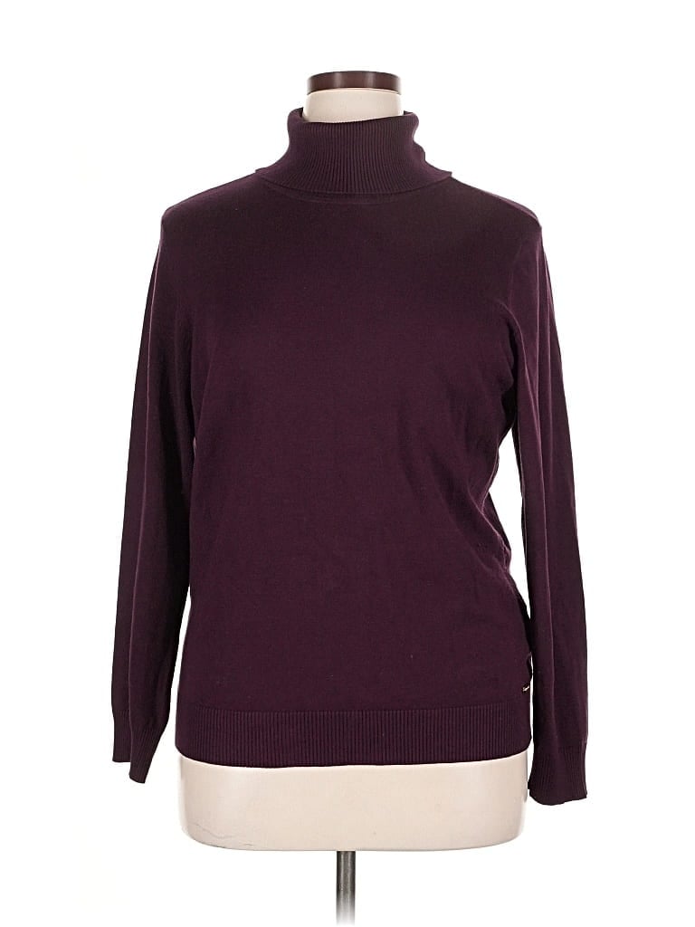 Pre-owned Calvin Klein Turtleneck Sweater In Burgundy