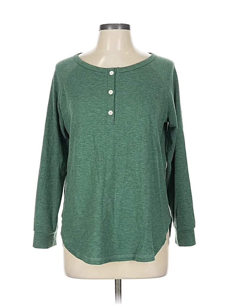Pre-owned Automet Long Sleeve Top Green Crew Neck Tops