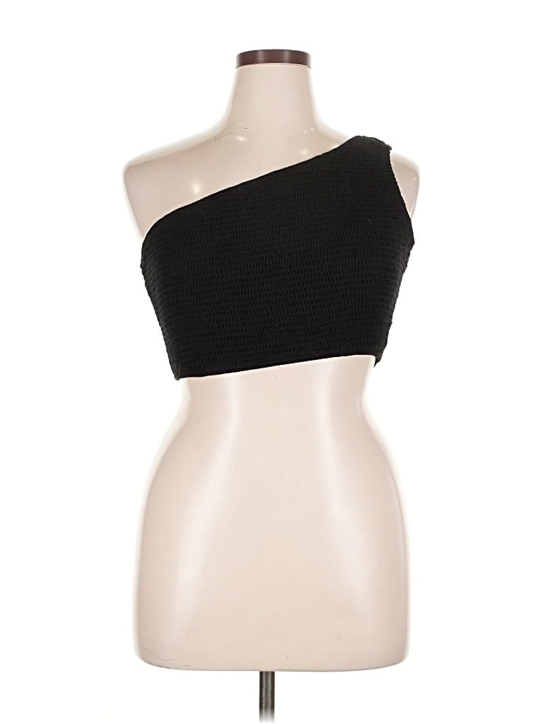 Pre-owned Anrabess Sleeveless Top Black One Shoulder Neckline Tops