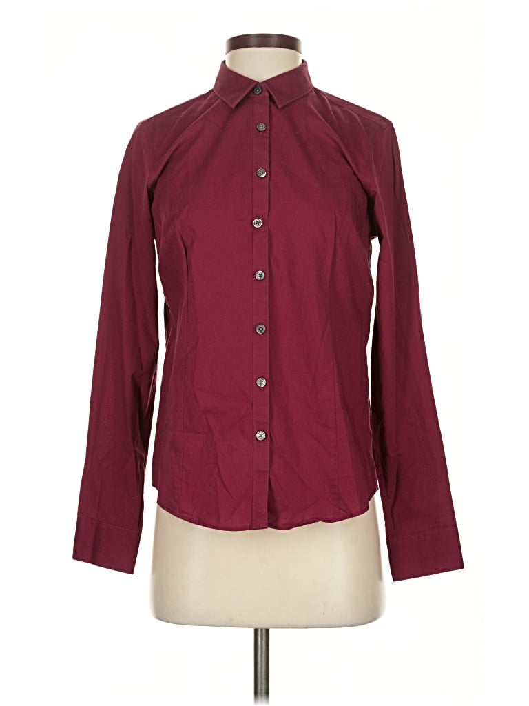 Pre-owned Eddie Bauer Long Sleeve Blouse In Burgundy