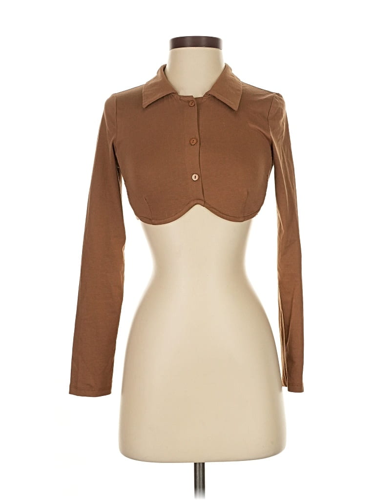 Pre-owned White Fox Long Sleeve Blouse In Brown