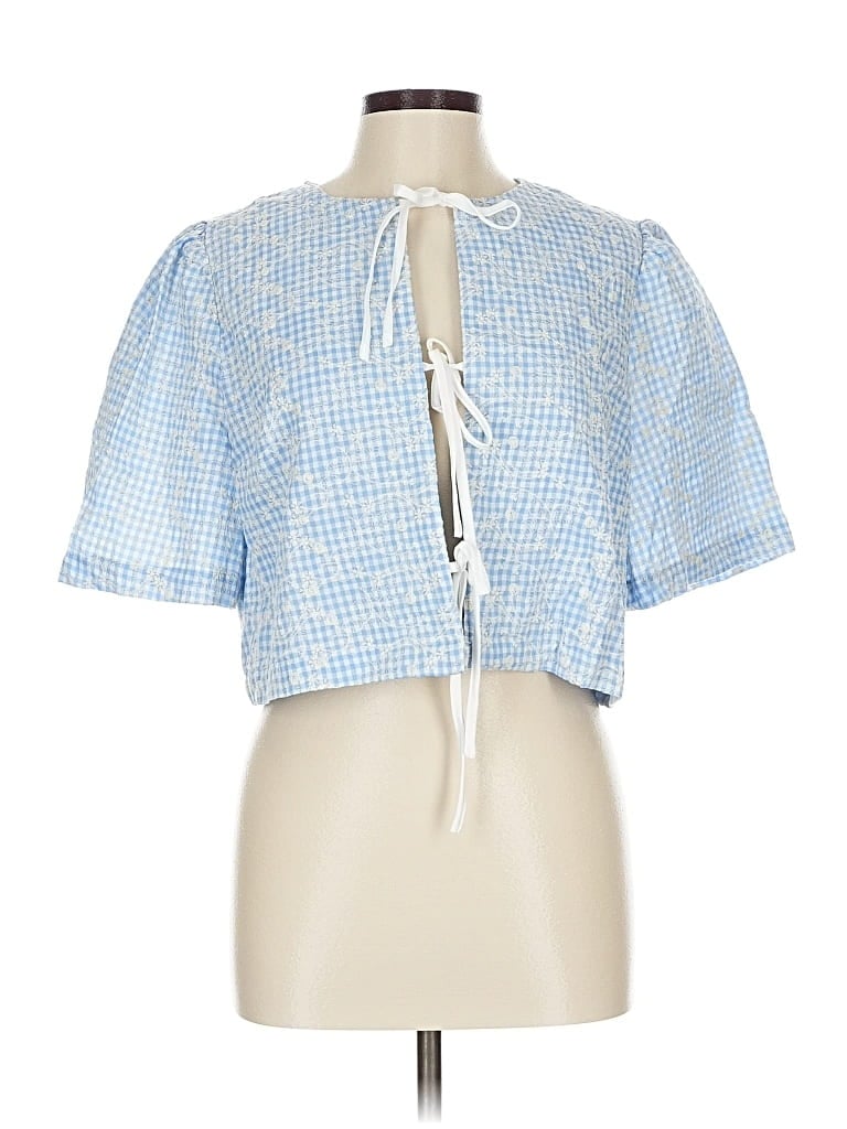 Pre-owned In The Beginning Short Sleeve Blouse In Blue