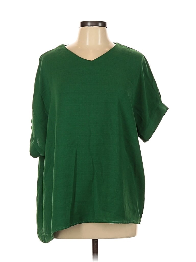 Pre-owned Unbranded Short Sleeve Blouse In Green