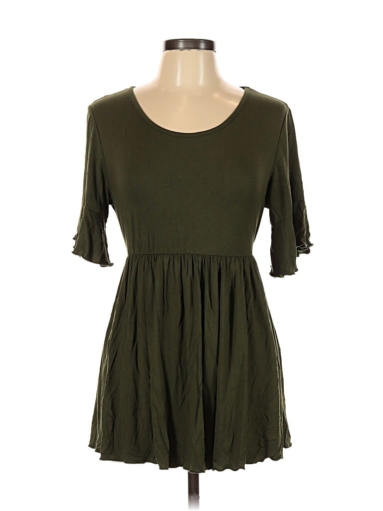 Pre-owned Unbranded Short Sleeve Top Green Sweetheart Neckline Tops