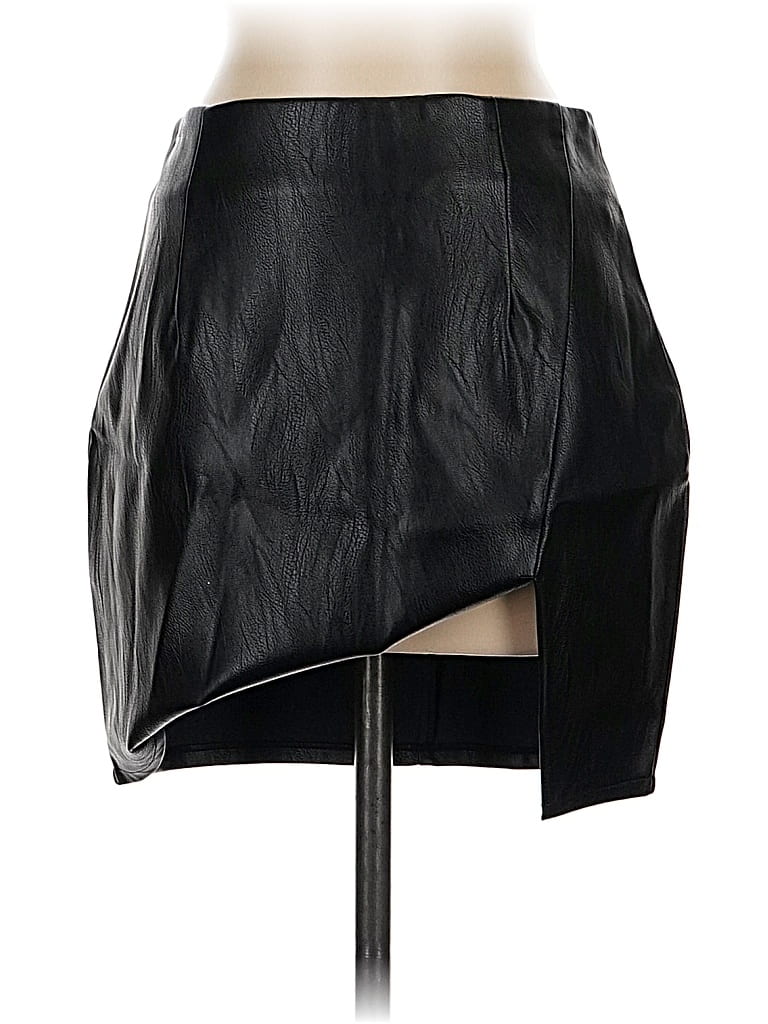 Pre-owned Superdown Faux Leather Skirt In Black