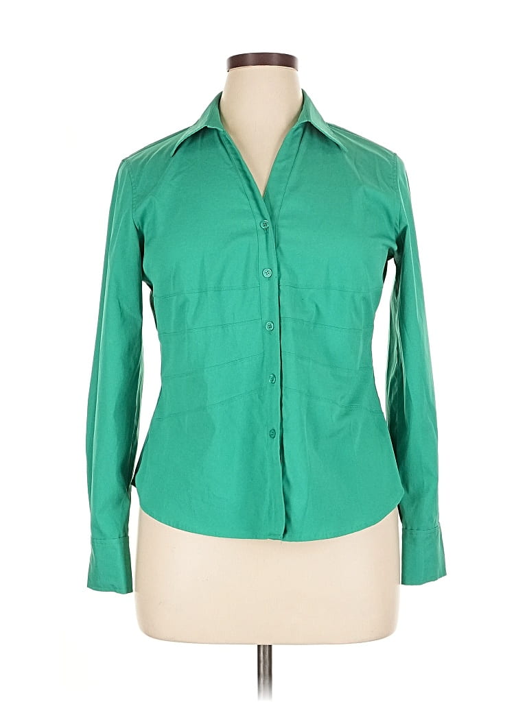 Pre-owned Style & Co Long Sleeve Button Down Shirt In Green
