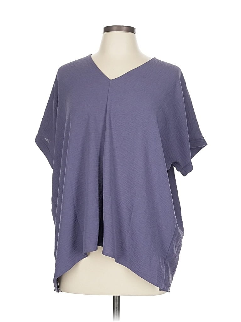 Pre-owned Mts Short Sleeve Top Purple V Neck Tops