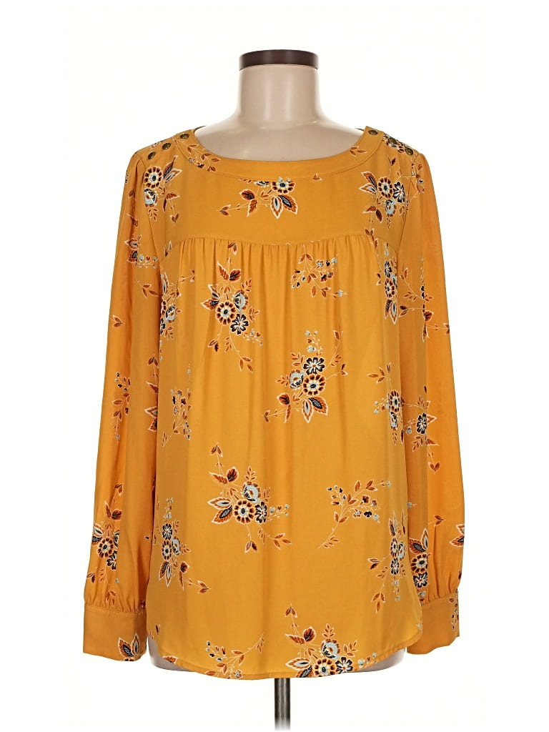 Pre-owned Ann Taylor Loft Long Sleeve T-shirt In Yellow