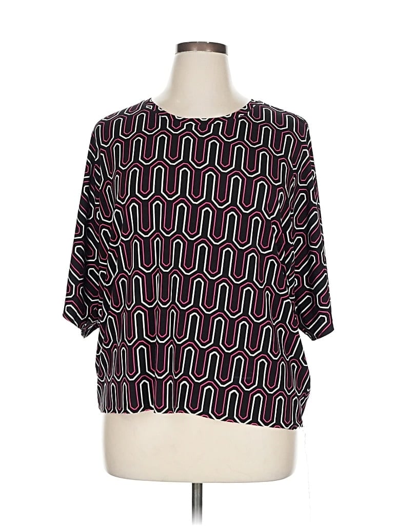 Pre-owned Cato Short Sleeve Blouse In Black