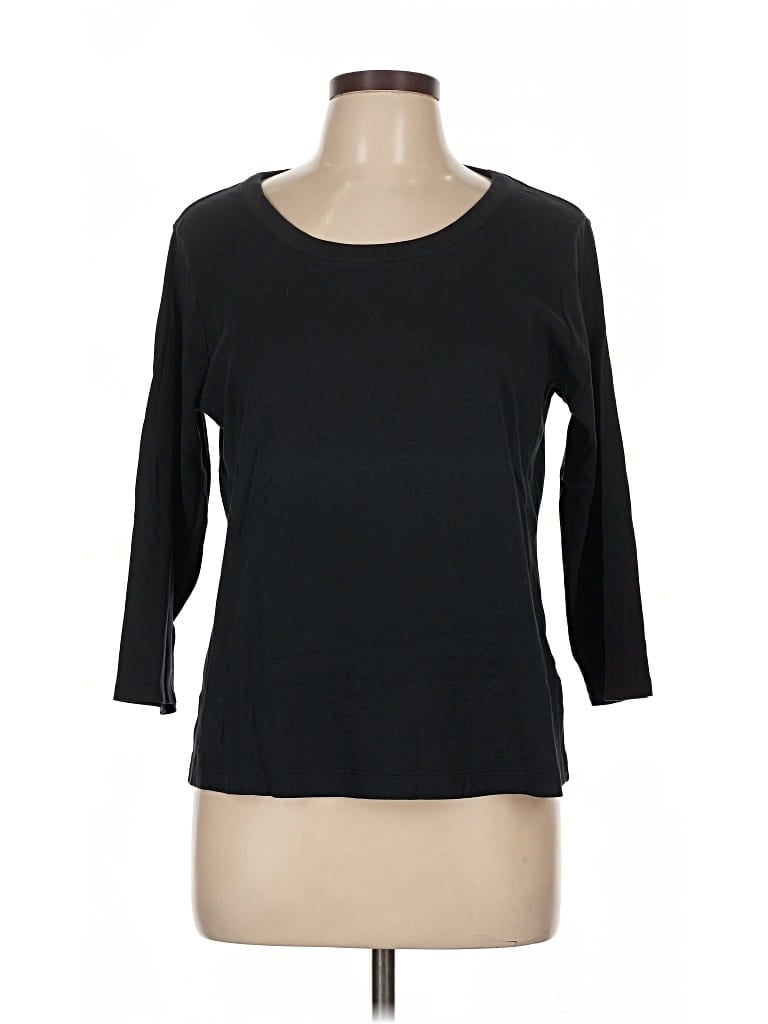 Pre-owned Lands' End 3/4 Sleeve T-shirt In Blue