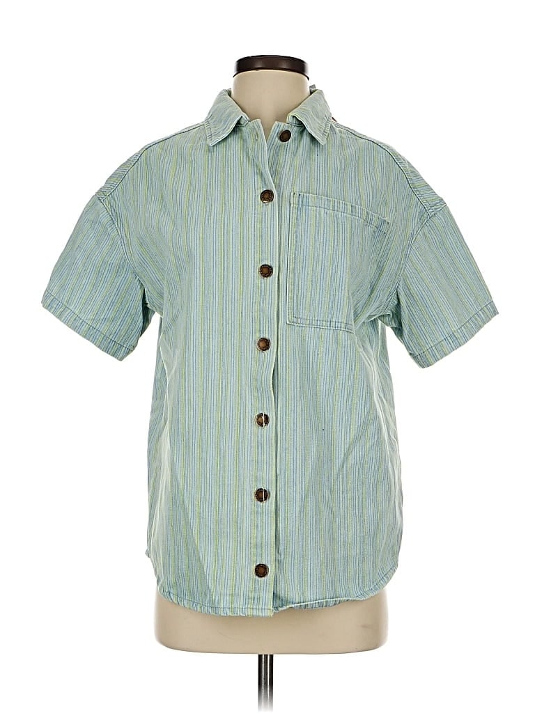 Pre-owned Nasty Gal Inc. Short Sleeve Button Down Shirt In Green