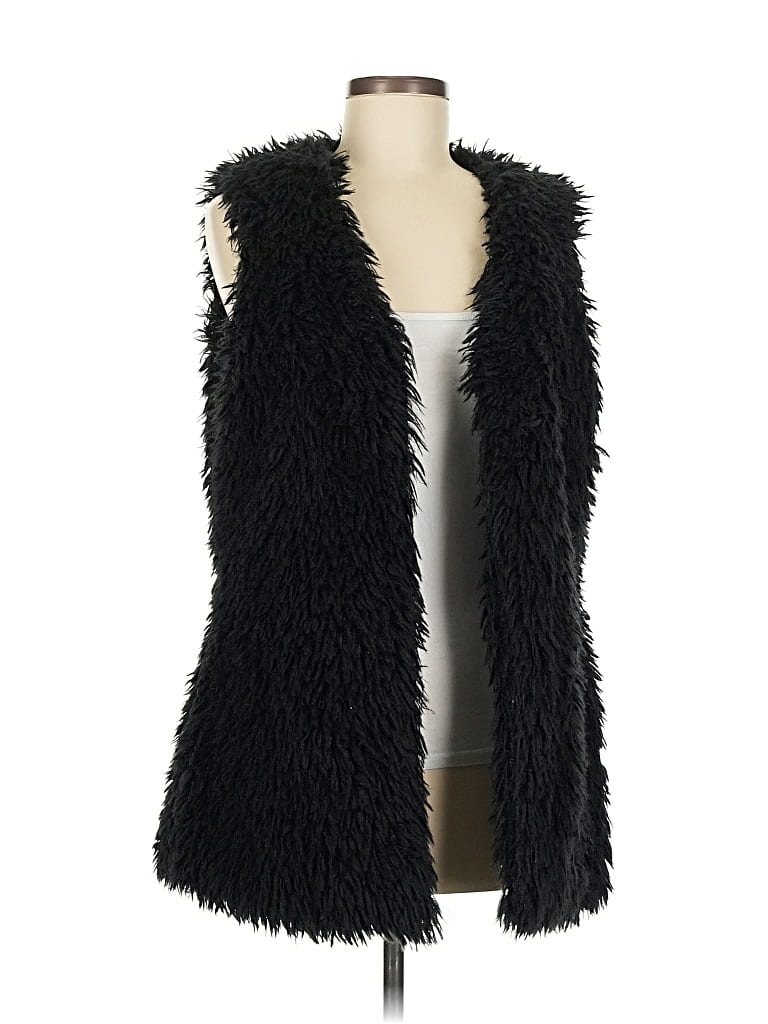 Pre-owned Ambiance Faux Fur Vest In Black