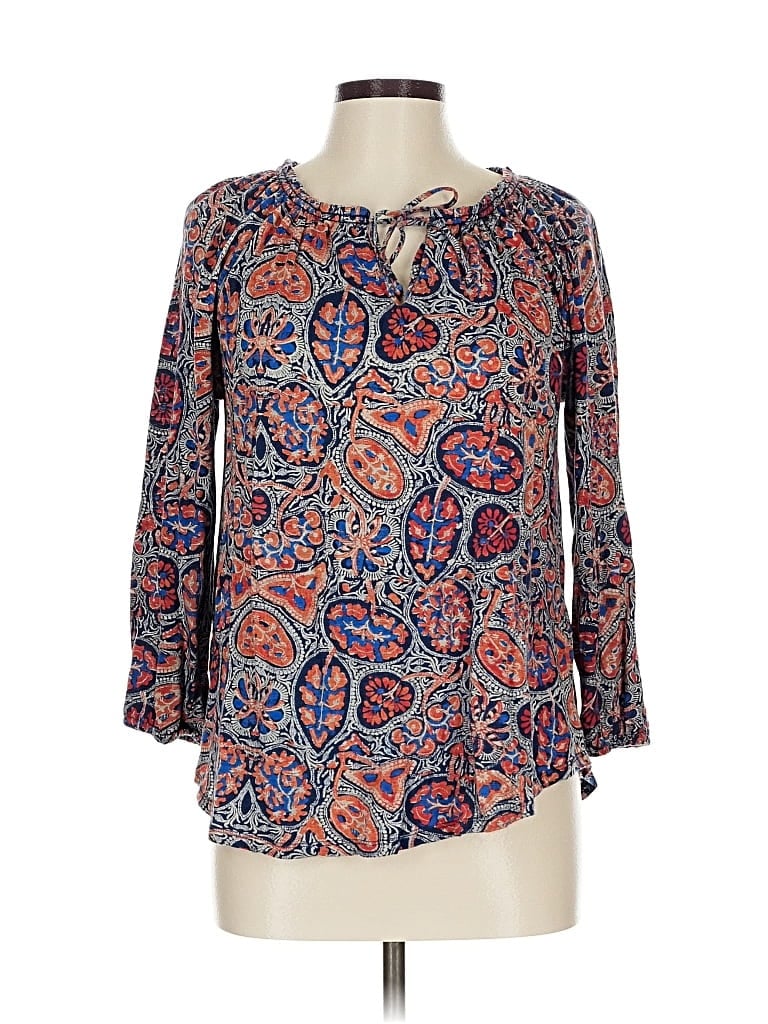 Pre-owned Lucky Brand 3/4 Sleeve Blouse In Blue