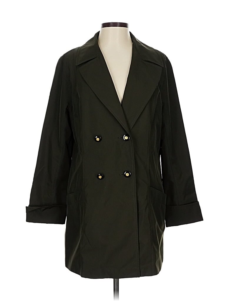 Pre-owned St John Trenchcoat In Green