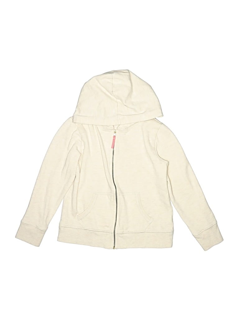 Pre-owned Crewcuts Outlet Kids' Zip Up Hoodie In White