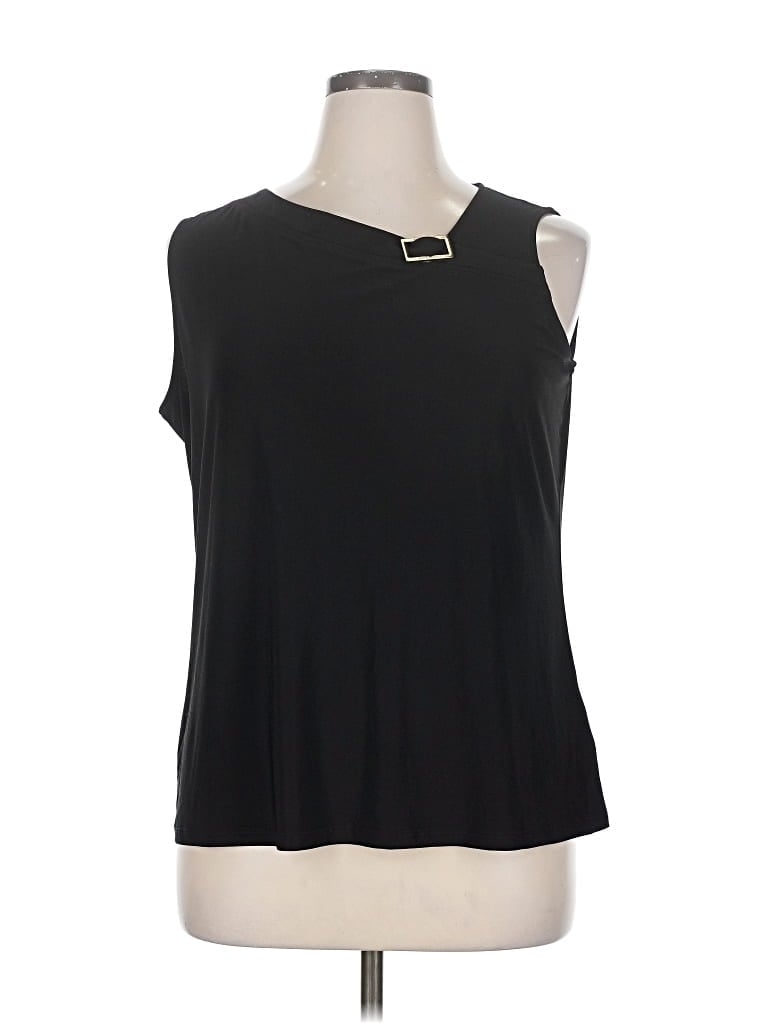 Pre-owned Anne Klein Sleeveless Top Black One Shoulder Neckline Tops