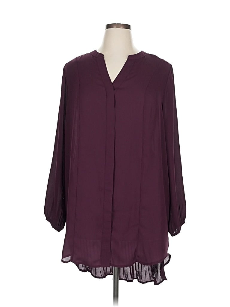 Pre-owned Melissa Mccarthy Seven7 3/4 Sleeve Blouse In Burgundy