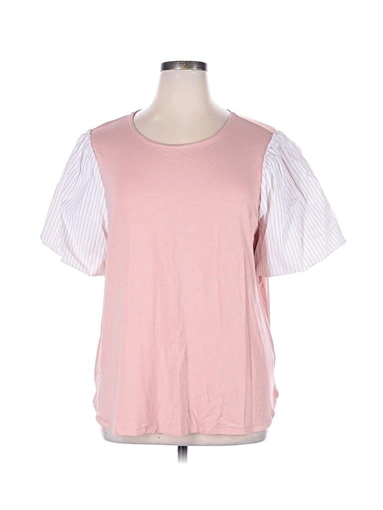 Pre-owned Cupio Short Sleeve Top Pink Crew Neck Tops