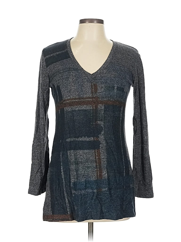 Pre-owned Go Couture Long Sleeve Henley Shirt In Gray