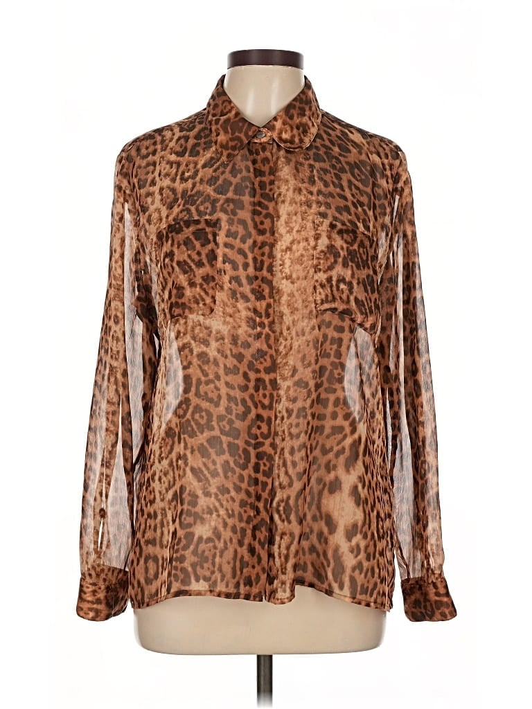 Pre-owned Chico's Long Sleeve Blouse In Brown