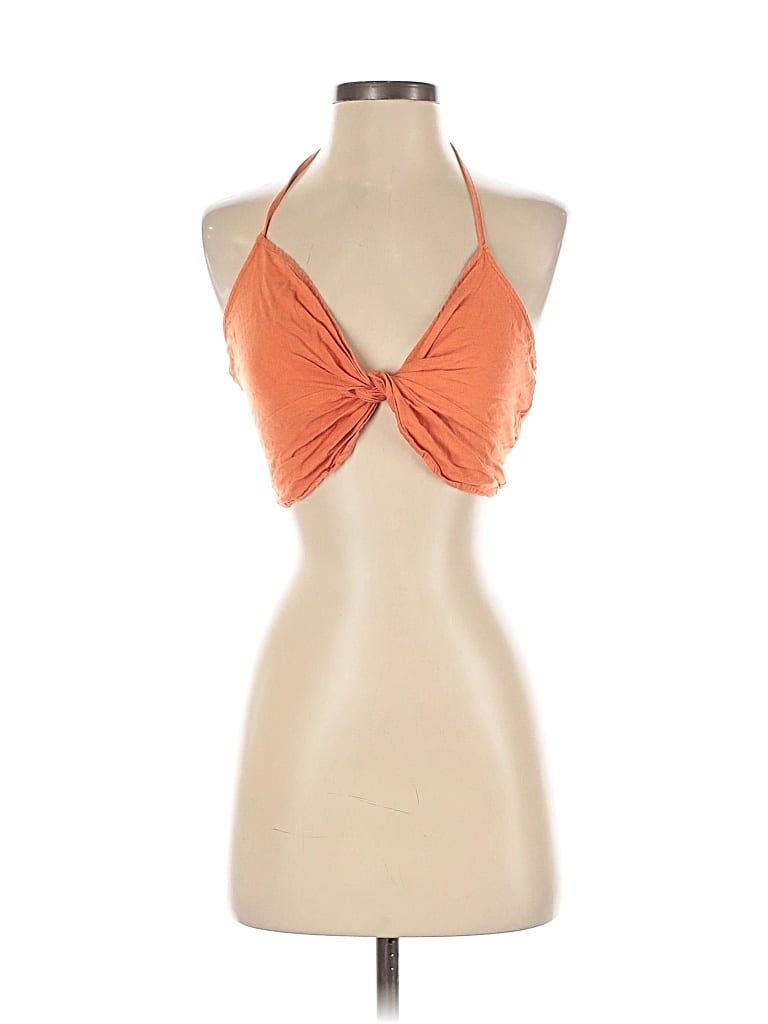 Pre-owned Moon River Sleeveless Top Orange Halter Neckline Tops