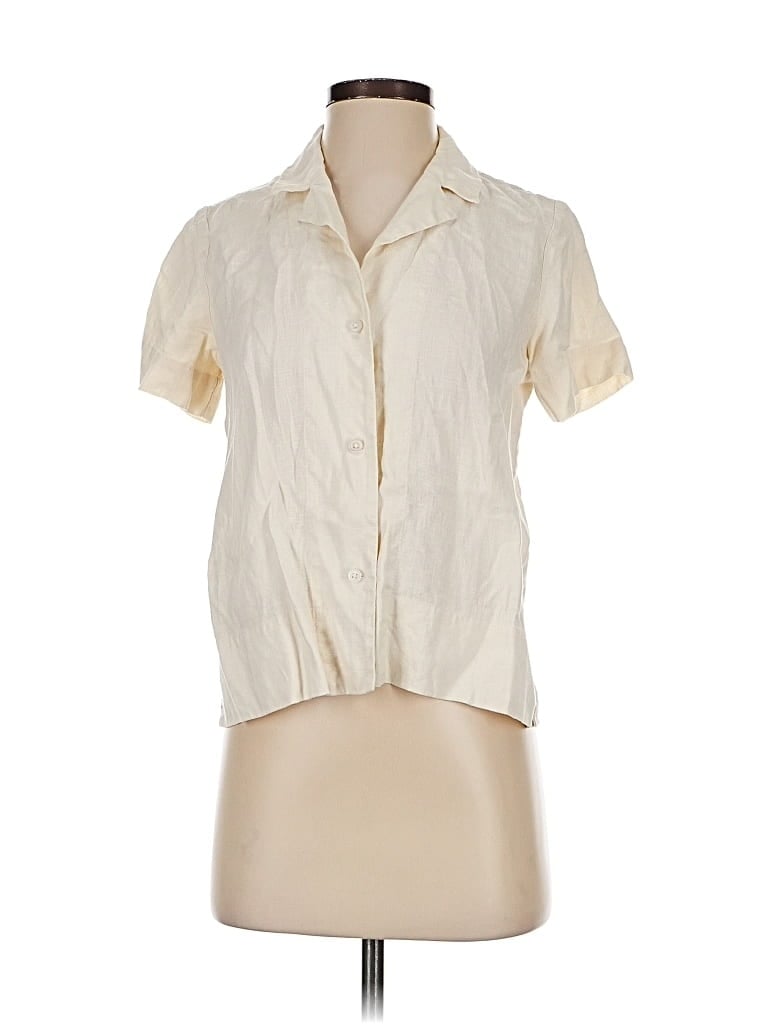 Pre-owned Everlane Short Sleeve Blouse In White