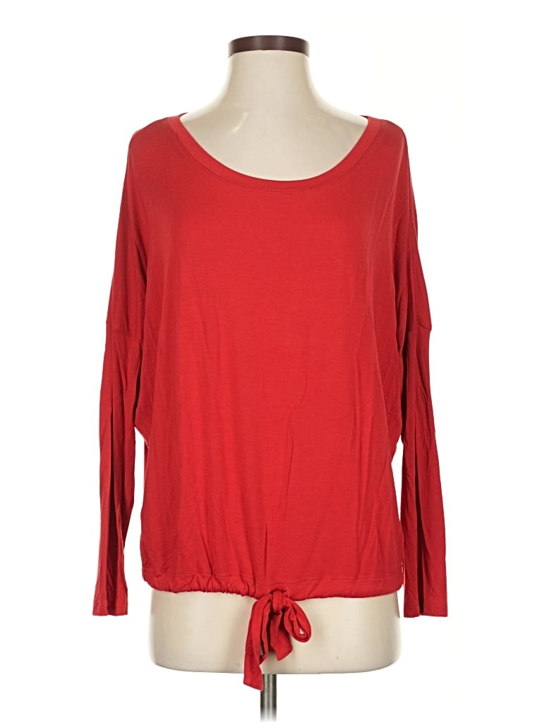 Pre-owned Eberjey Long Sleeve Top Red Boatneck Tops