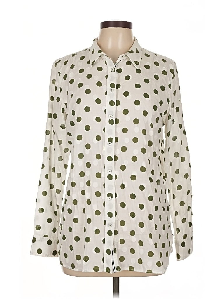 Pre-owned Talbots Long Sleeve Button Down Shirt In White