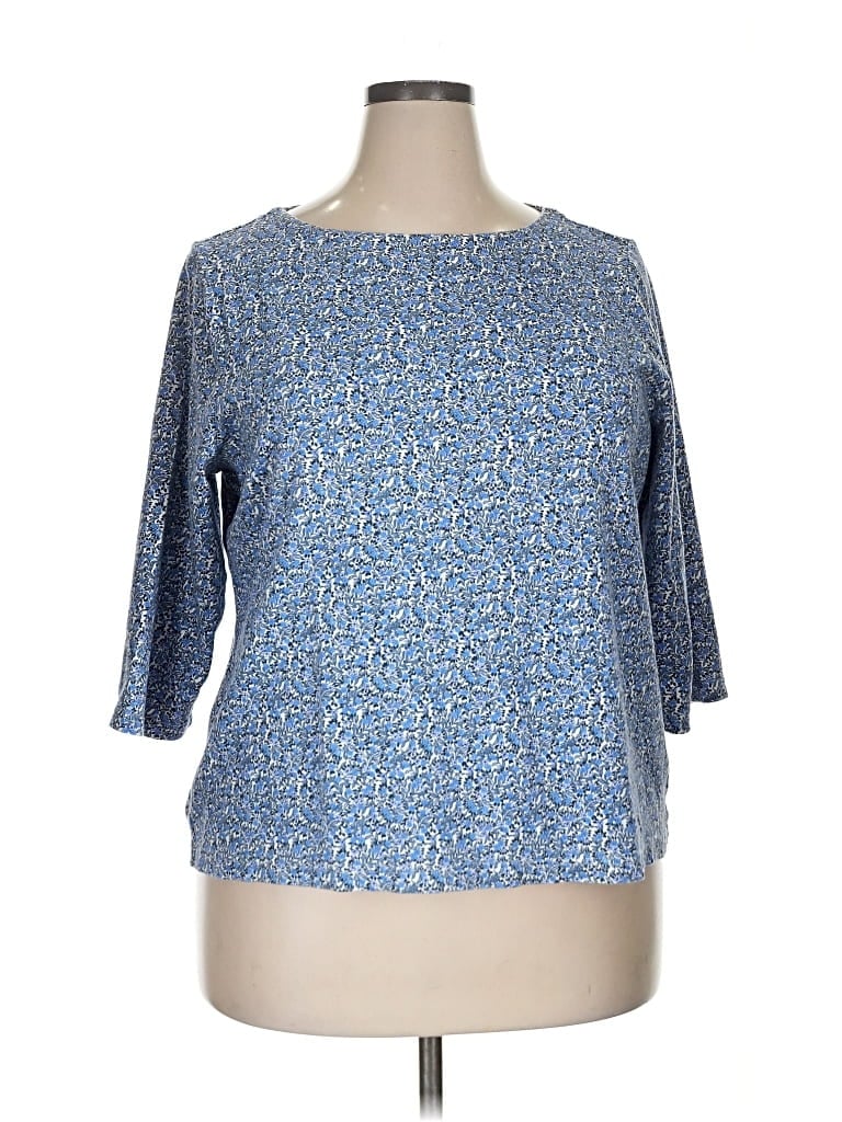 Pre-owned Croft & Barrow 3/4 Sleeve T-shirt In Blue