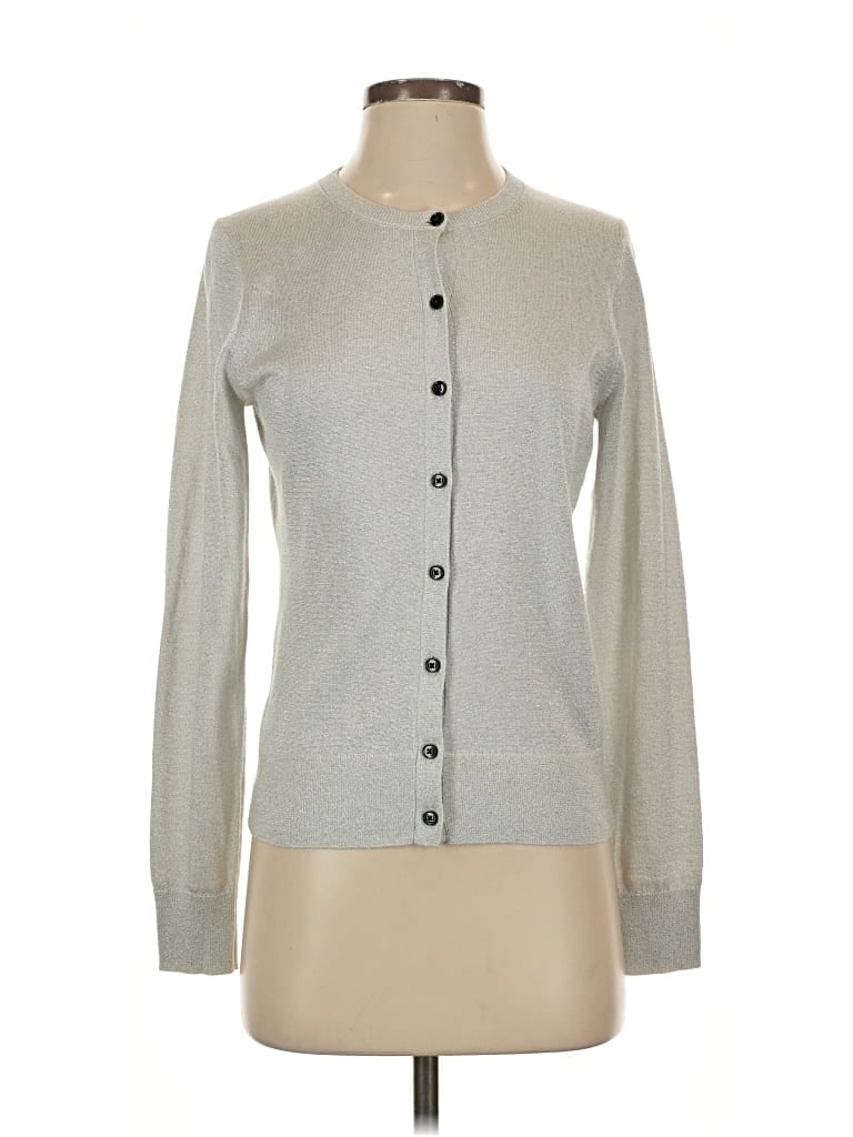 Pre-owned Ann Taylor Cardigan Sweater In Silver