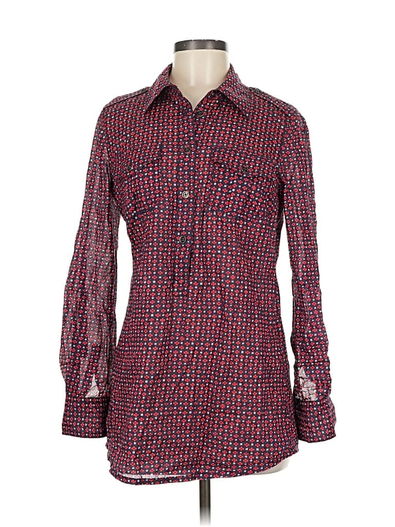Pre-owned Tory Burch Long Sleeve Button Down Shirt In Red