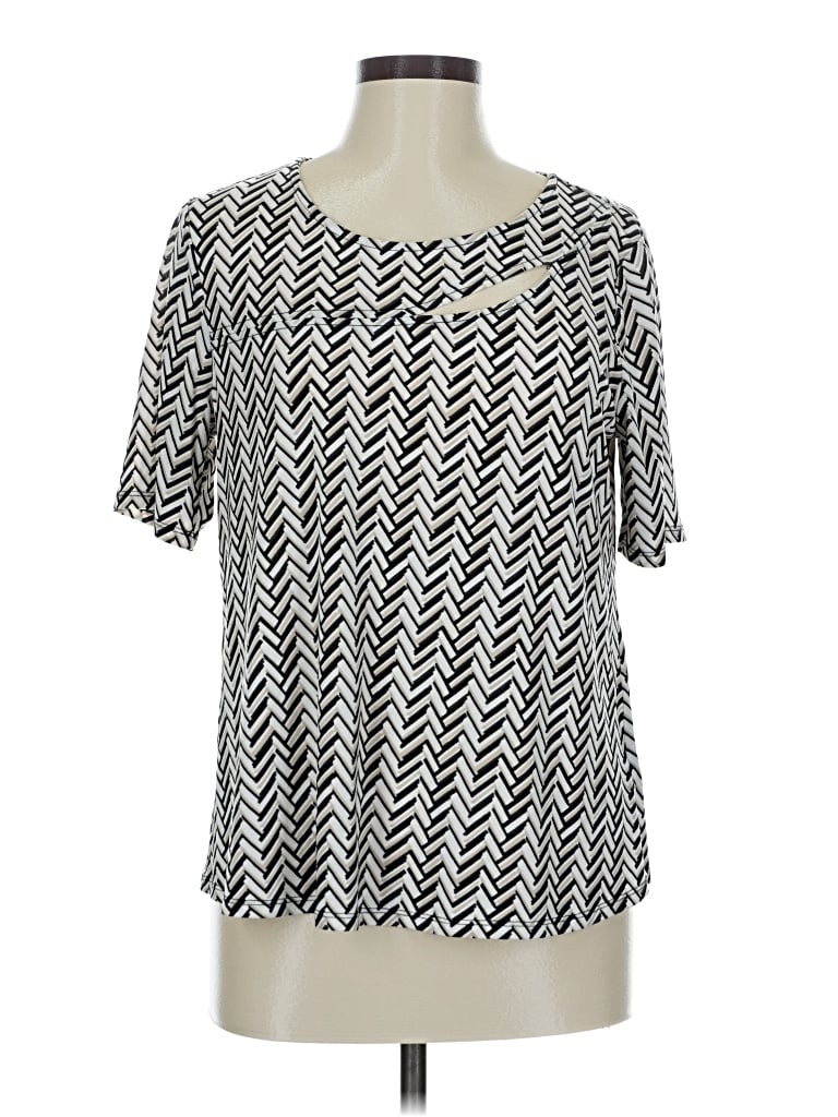 Pre-owned Cato Short Sleeve Blouse In Silver