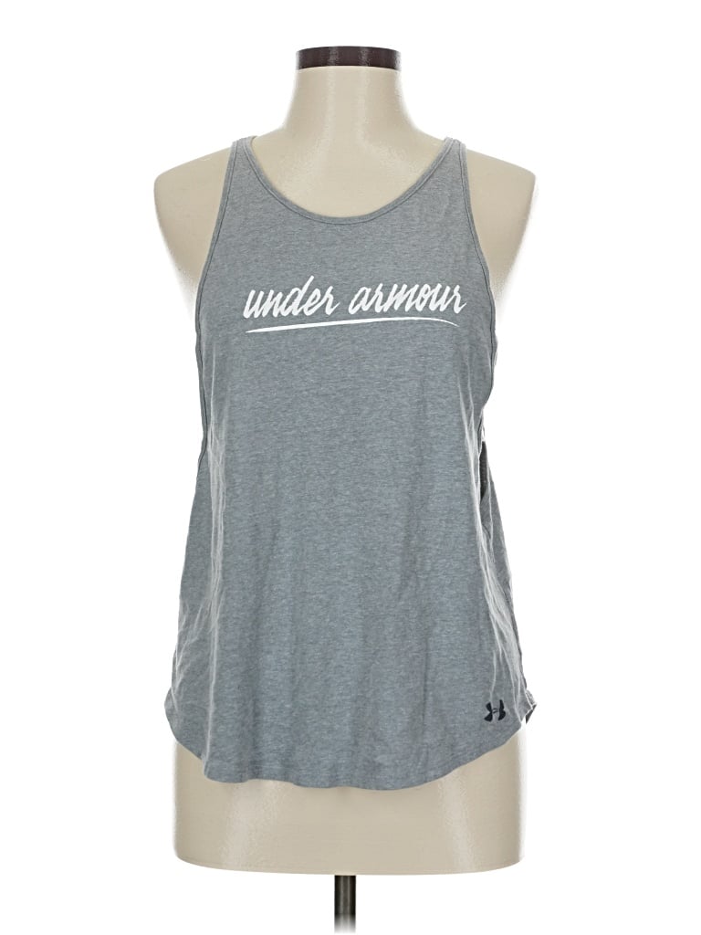 Pre-owned Under Armour Tank Top Gray Halter Neckline Tops