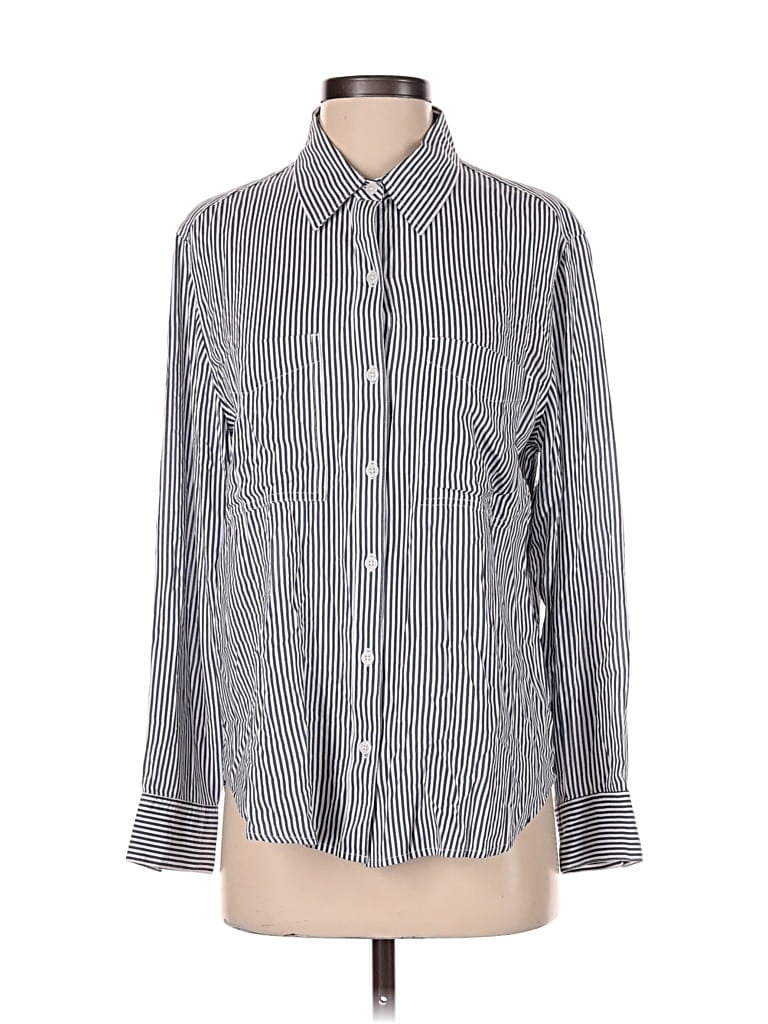 Pre-owned Daze Long Sleeve Button Down Shirt In Gray