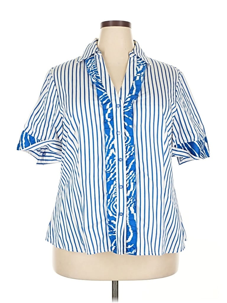 Jones New York Short Sleeve Blouse In Blue