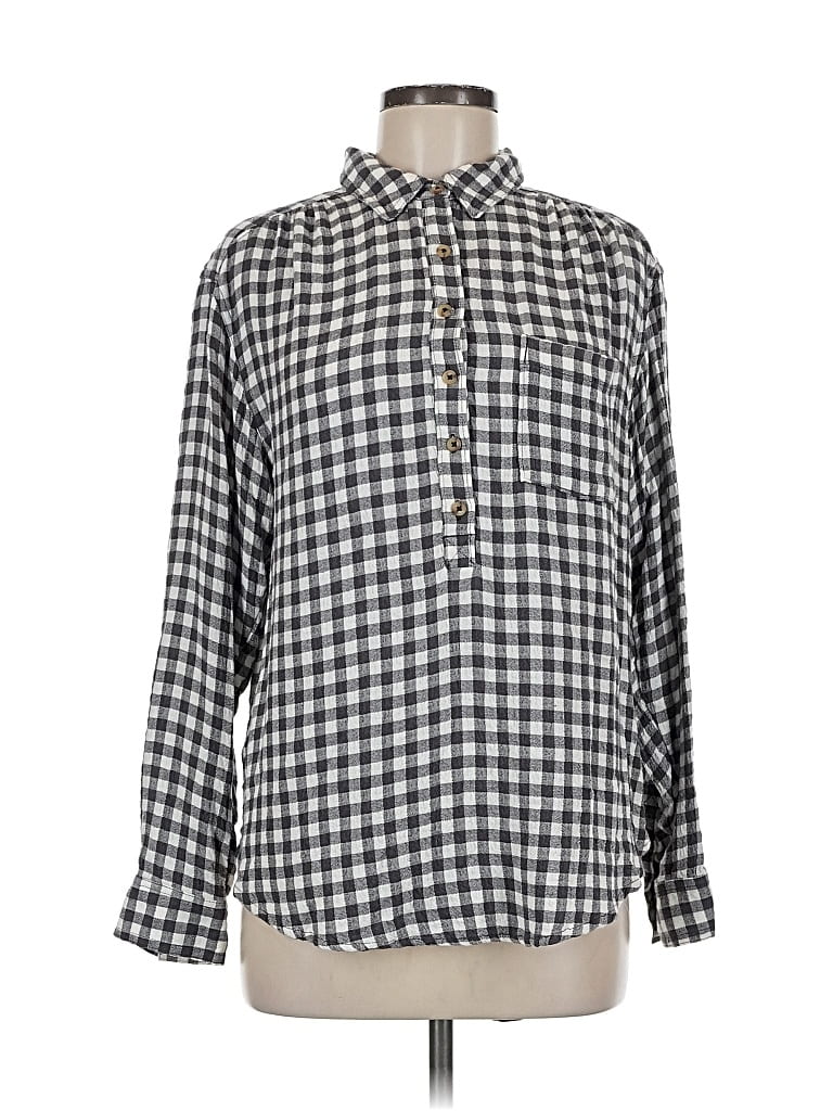 Pre-owned By Anthropologie Long Sleeve Blouse In Gray