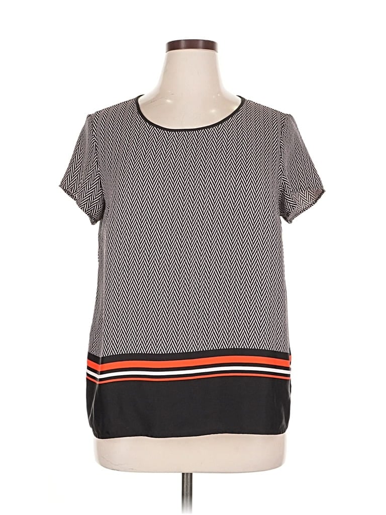 Pre-owned Jones New York Collection Short Sleeve Top Pink Crew Neck Tops