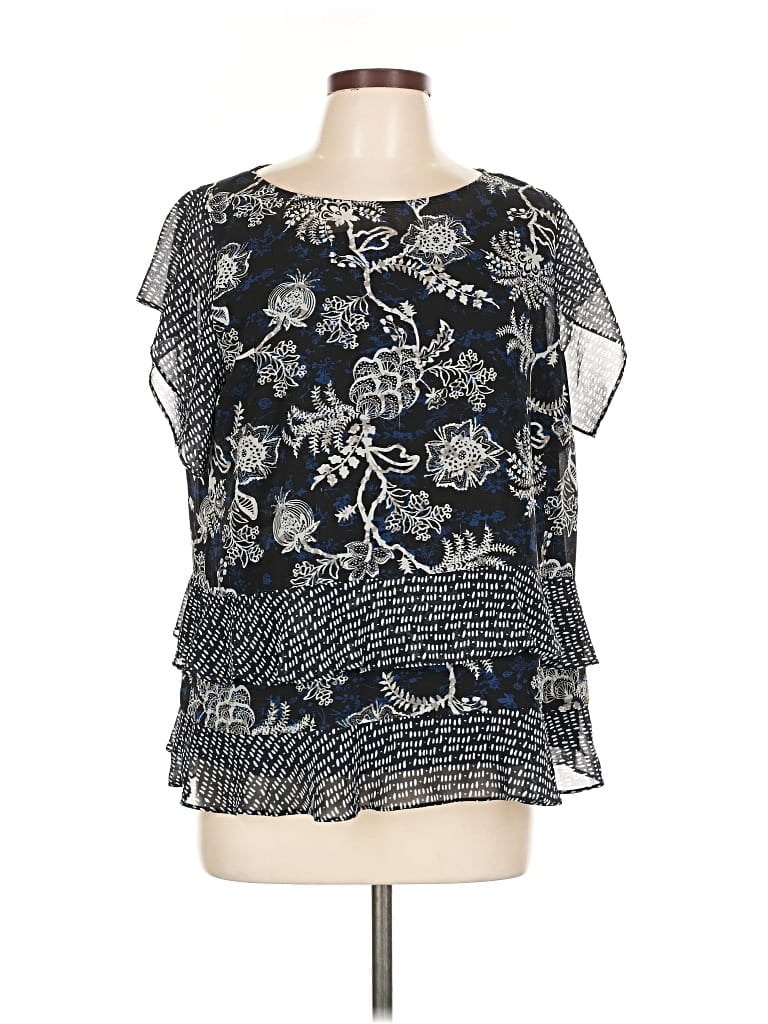 Pre-owned Cabi Short Sleeve Blouse In Black