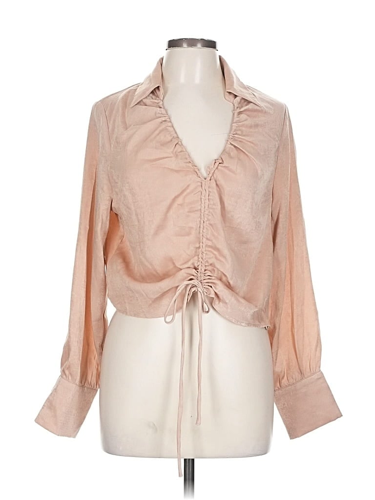 Pre-owned Lush Long Sleeve Blouse In Brown