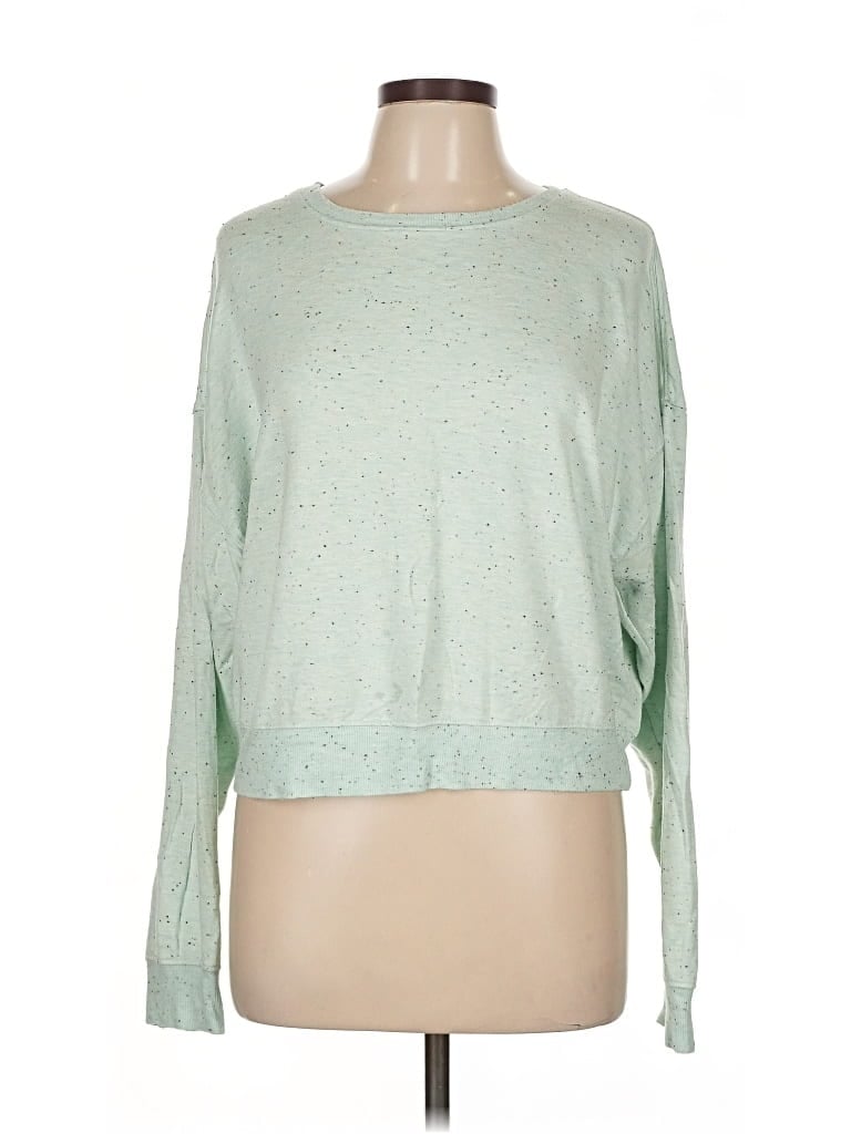 Pre-owned Mia + Tess Long Sleeve Top Green Crew Neck Tops