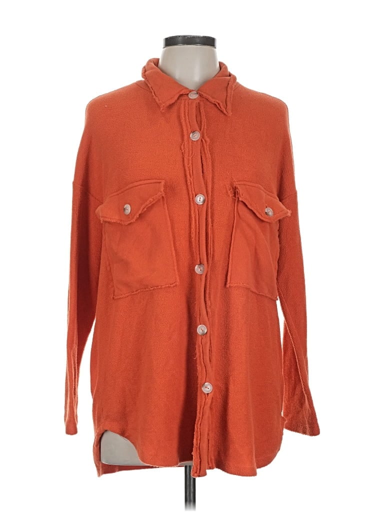 Pre-owned Bucketlist Long Sleeve Button Down Shirt In Orange
