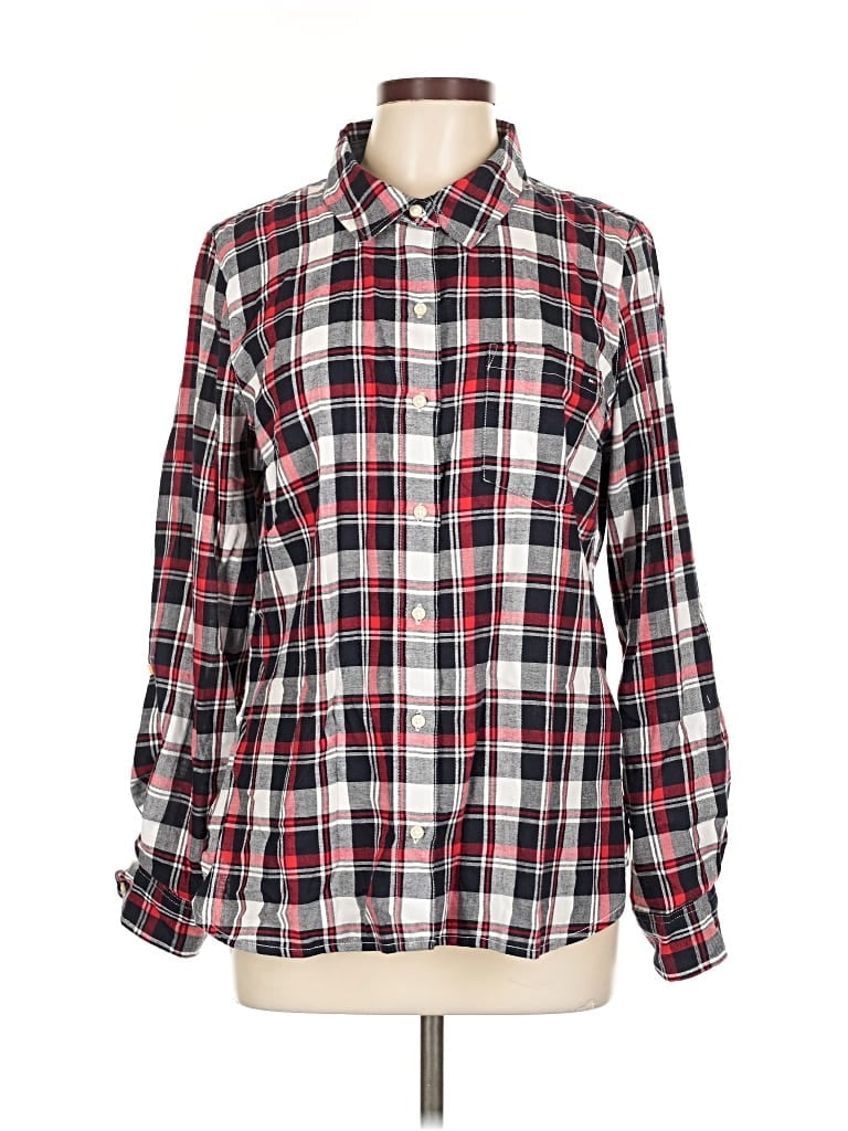 Pre-owned Tommy Hilfiger Long Sleeve Button Down Shirt In Red