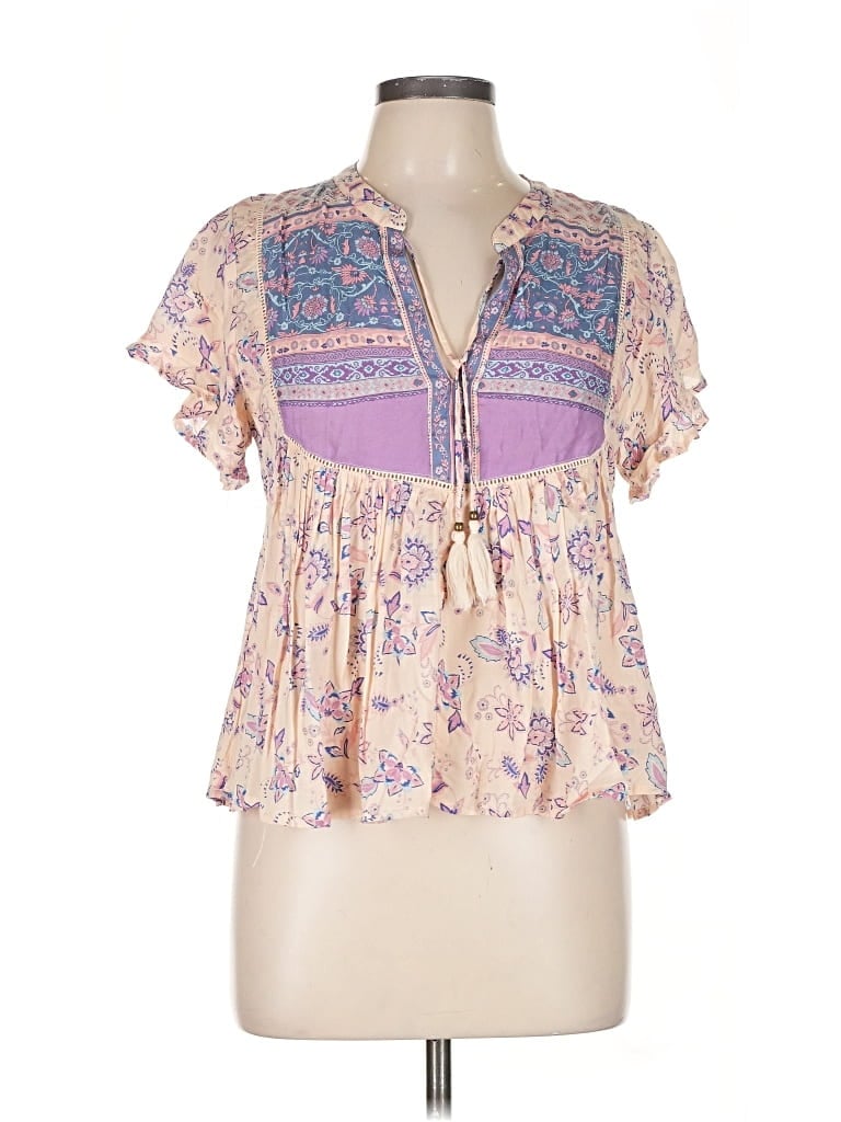 Pre-owned Olivaceous Short Sleeve Blouse In Purple