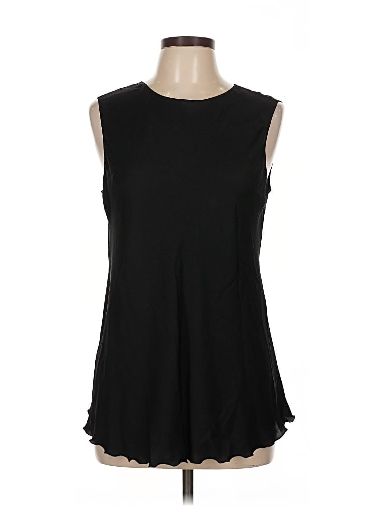 Pre-owned Theory Sleeveless Top Black Keyhole Neckline Tops