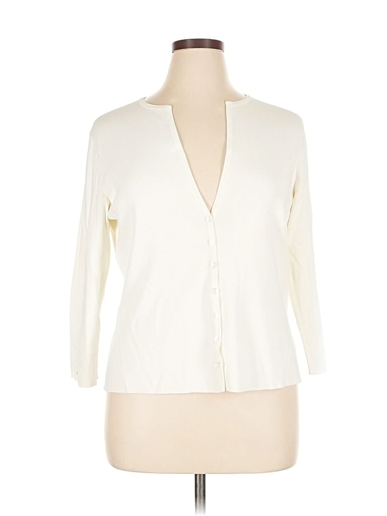Pre-owned Talbots Cardigan Sweater In White
