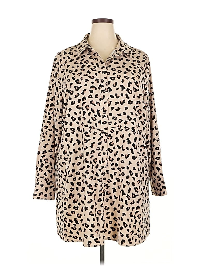 Pre-owned Susan Graver Long Sleeve Blouse In Brown