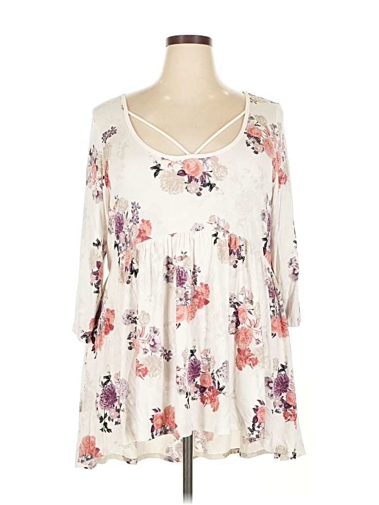 Pre-owned Torrid 3/4 Sleeve Blouse In White