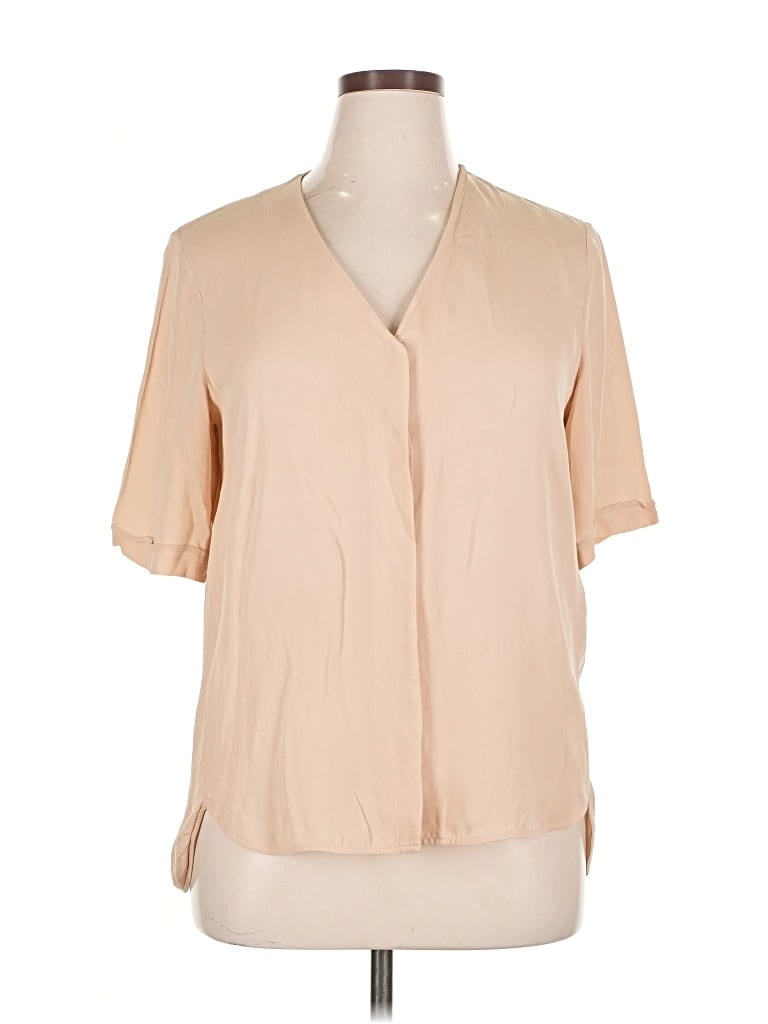 Pre-owned Theory Short Sleeve Blouse In Brown